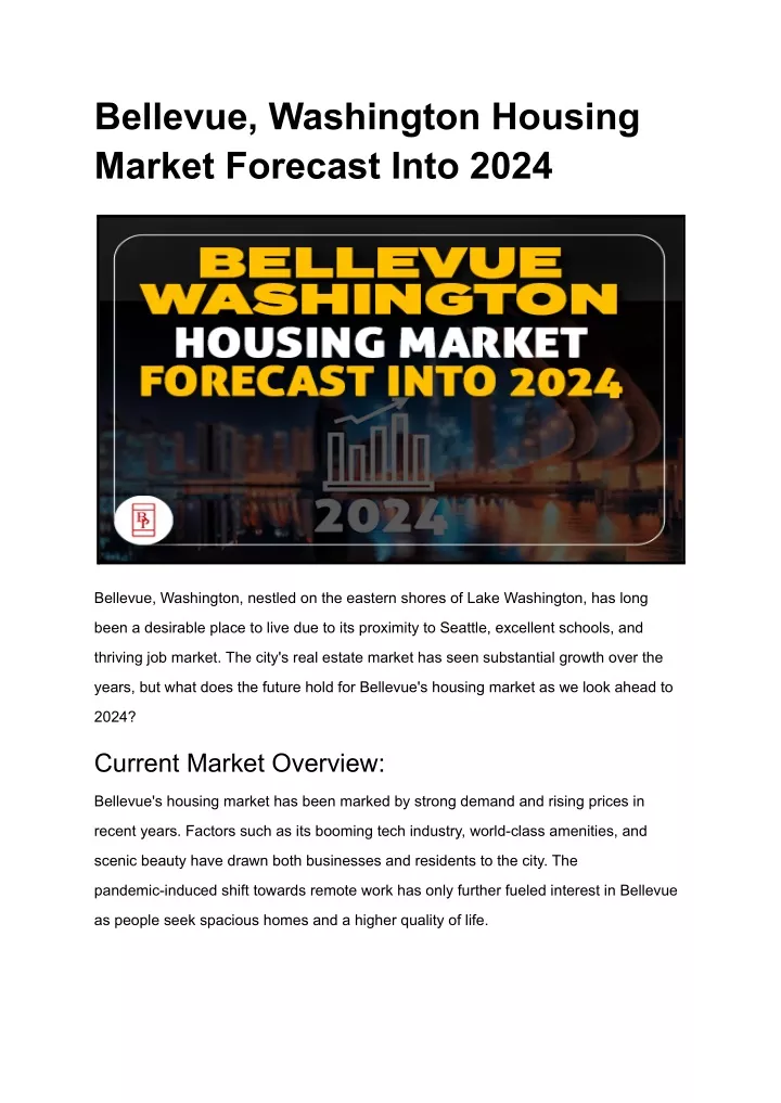 bellevue washington housing market forecast into