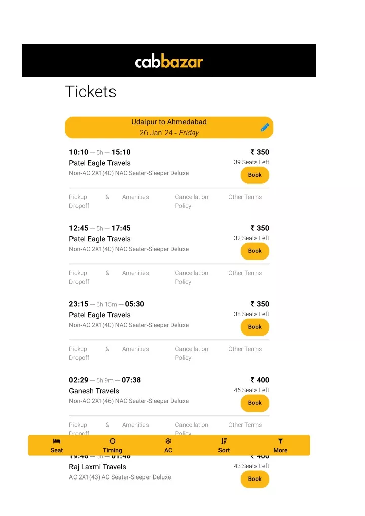 udaipur to ahmedabad bus tickets