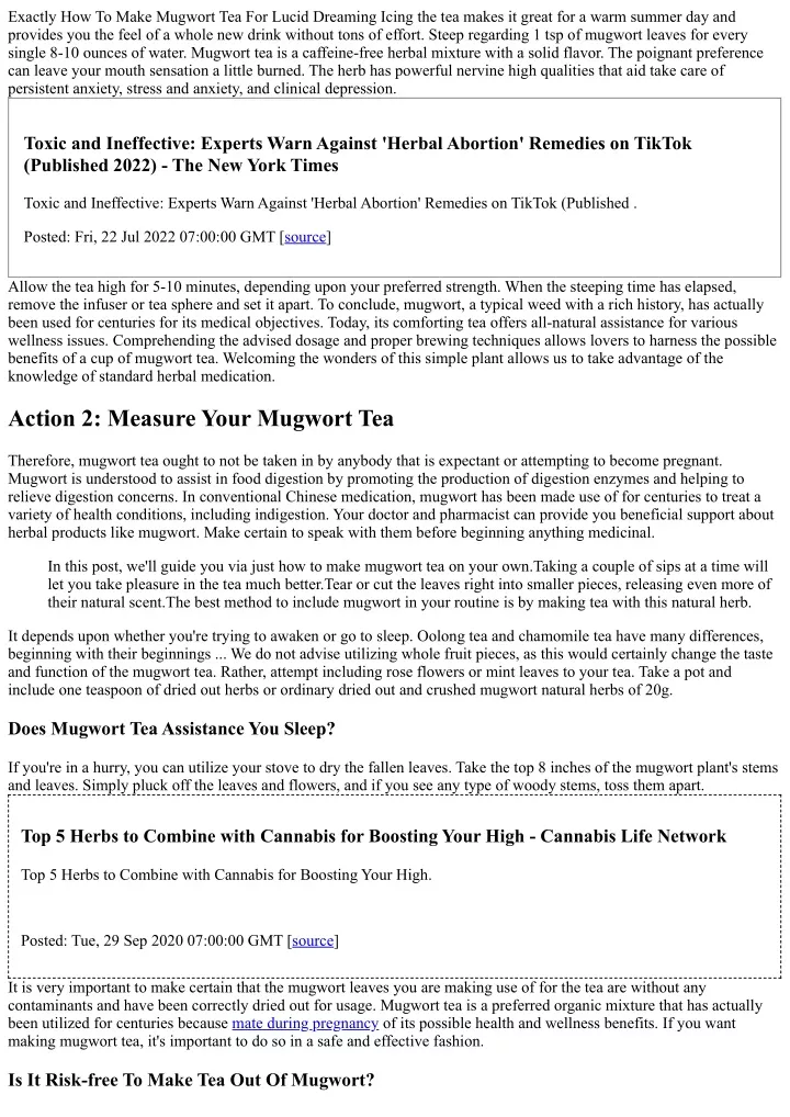 exactly how to make mugwort tea for lucid