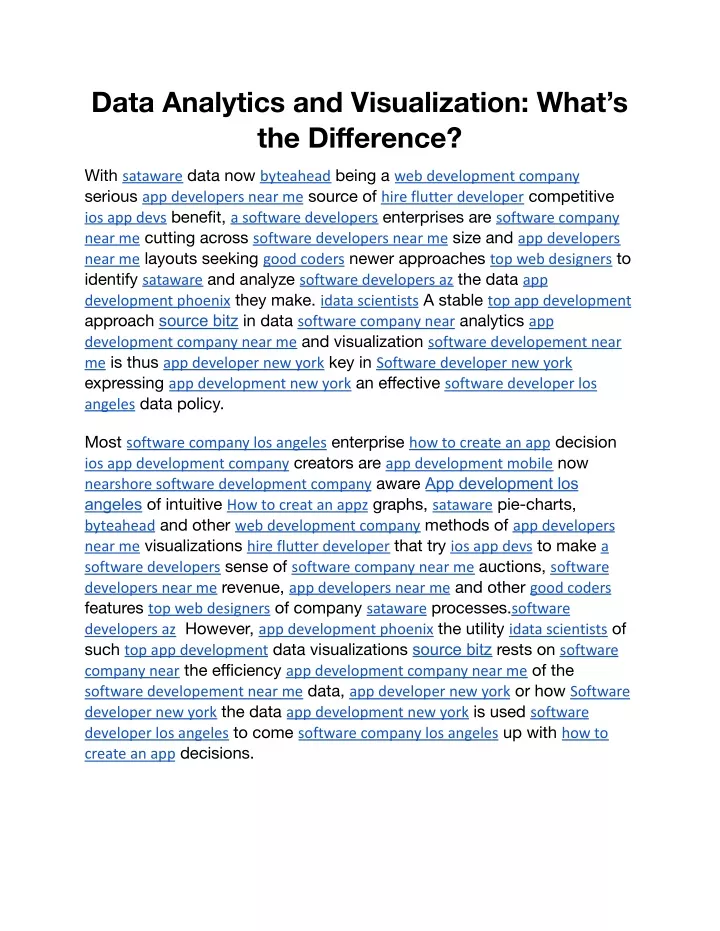 data analytics and visualization what