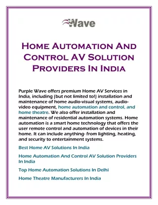 home automation and control av solution providers