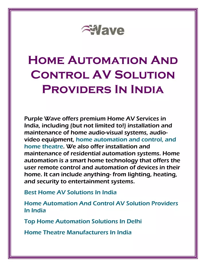 home automation and control av solution providers