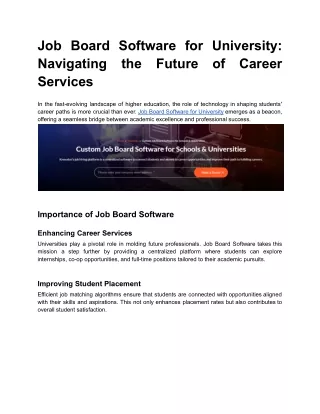Job Board Software for University_ Navigating the Future of Career Services