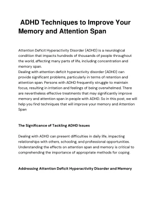 ADHD Techniques to Improve Your Memory and Attention Span