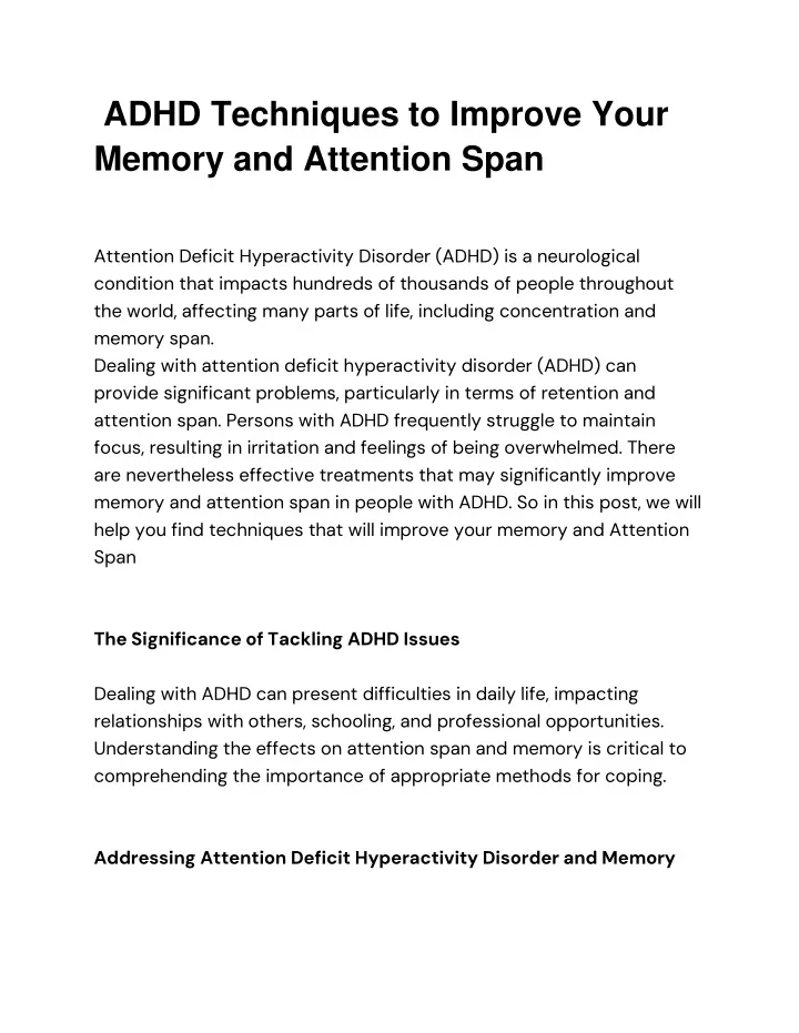 adhd techniques to improve your memory