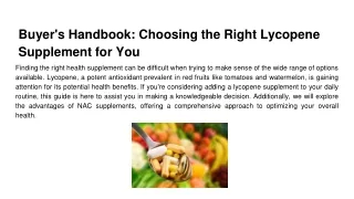 Buyer's Handbook_ Choosing the Right Lycopene Supplement for You