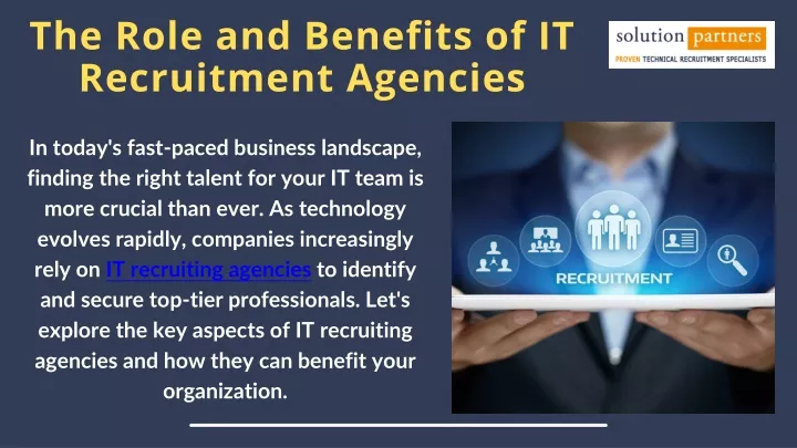 the role and benefits of it recruitment agencies