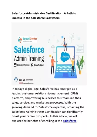 Salesforce Administrator Certification A Path to Success in the Salesforce Ecosystem