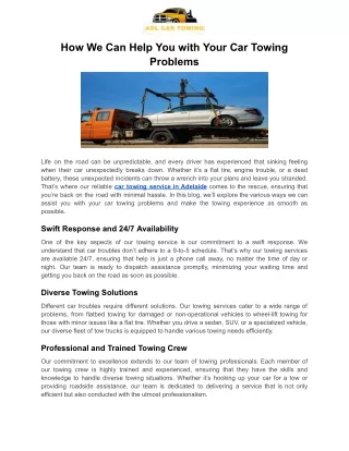 How We Can Help You with Your Car Towing Problems