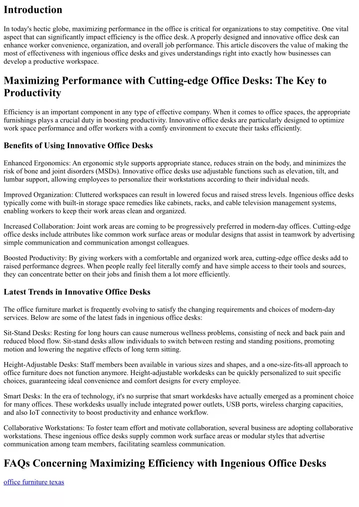 PPT Maximizing Performance with Cuttingedge Office Desks PowerPoint