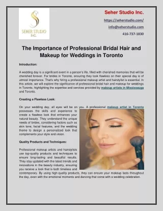 The Importance of Professional Bridal Hair and Makeup for Weddings in Toronto
