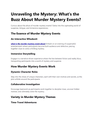 what is the murder mystery event about