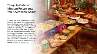 Things to Order at Mexican Restaurants You Never Know About