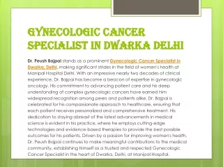 Gynecologic Cancer Specialist in Dwarka Delhi