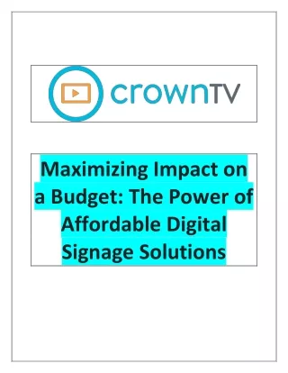 The Power of Affordable Digital Signage Solutions
