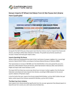 17-Kenyan Imports Of Wheat And Maize From At War Russia And Ukraine Have Quadrupled
