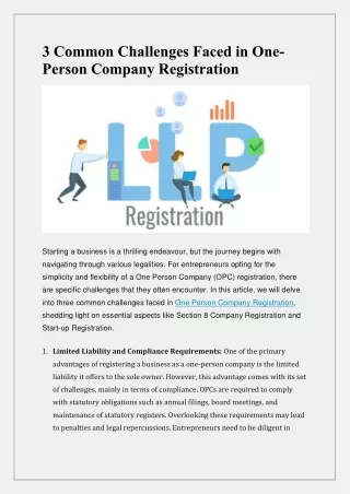 3 common challenges faced in one person company