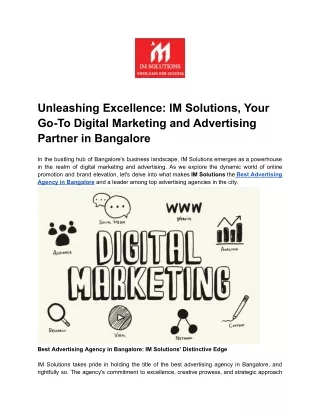 Unleashing Excellence_ IM Solutions, Your Go-To Digital Marketing and Advertising Partner in Bangalore