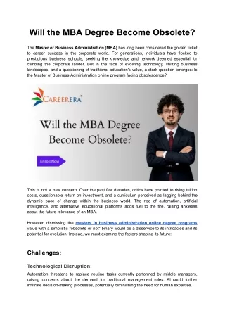 Will the MBA Degree Become Obsolete