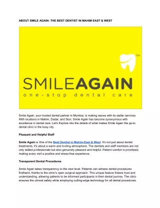 ABOUT SMILE AGAIN_ THE BEST DENTIST IN MAHIM EAST & WEST