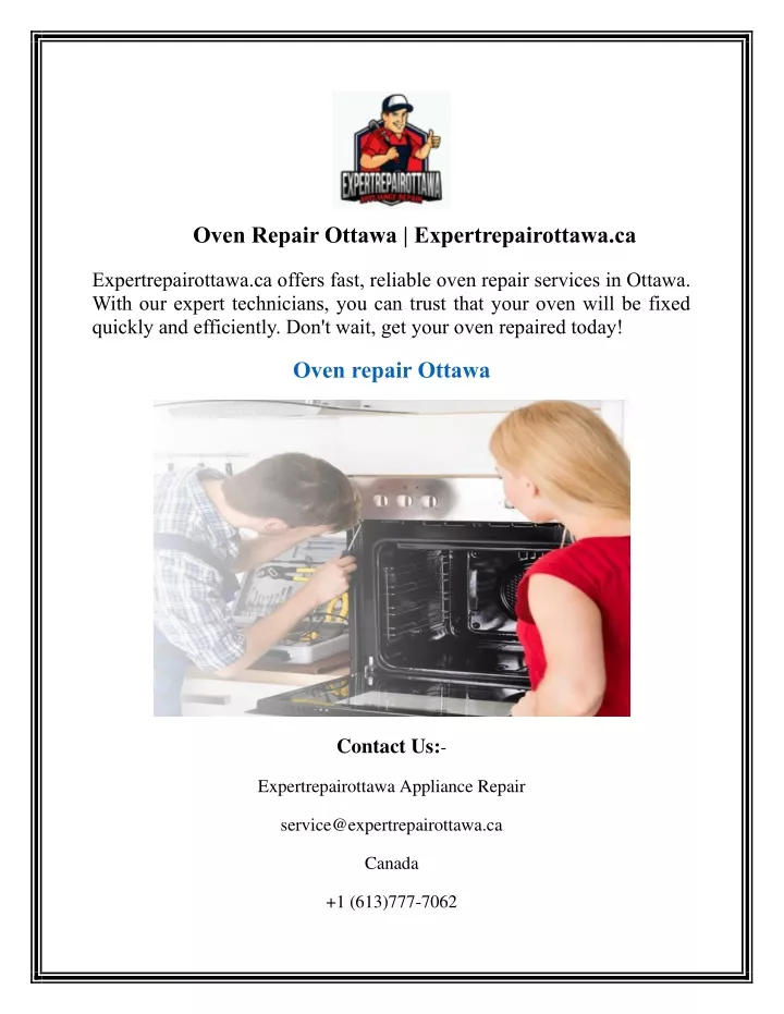 oven repair ottawa expertrepairottawa ca