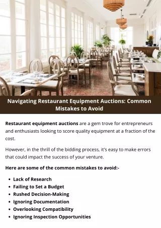 navigating restaurant equipment auctions common