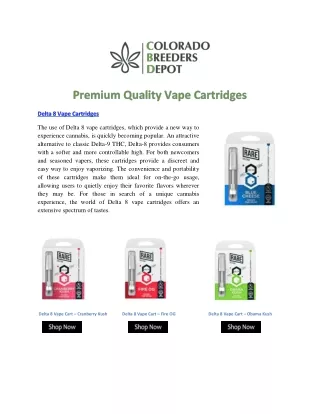 High-Quality Vape Carts at Colorado Breeders Depot