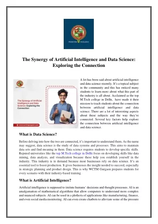 The Synergy of Artificial Intelligence and Data Science