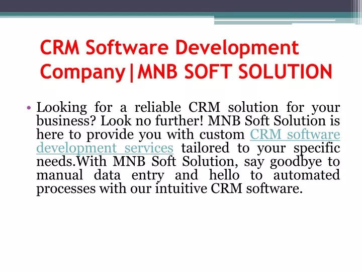 crm software development company mnb soft solution