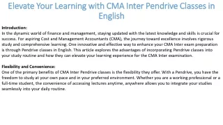 Elevate Your Learning with CMA Inter Pendrive Classes in English