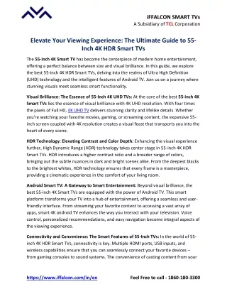 Elevate Your Viewing Experience: The Ultimate Guide to 55-Inch 4K HDR Smart TVs