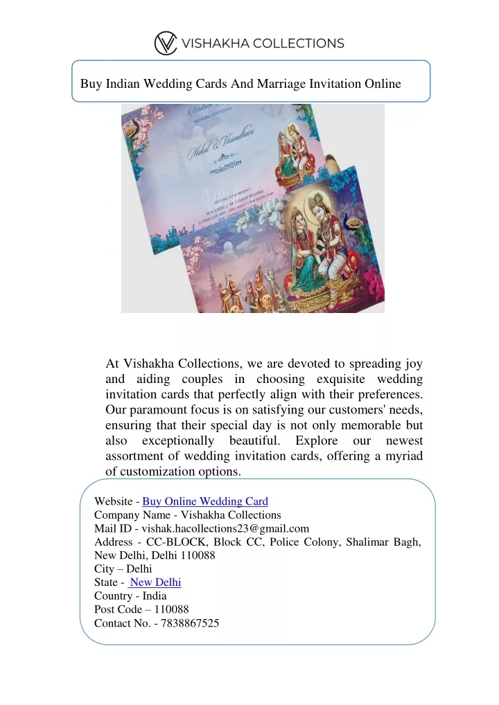 buy indian wedding cards and marriage invitation