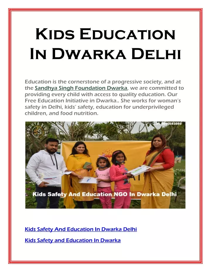 kids education in dwarka delhi