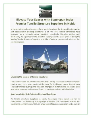 Elevate Your Spaces with Superspan India - Premier Tensile Structure Suppliers in Noida (1)