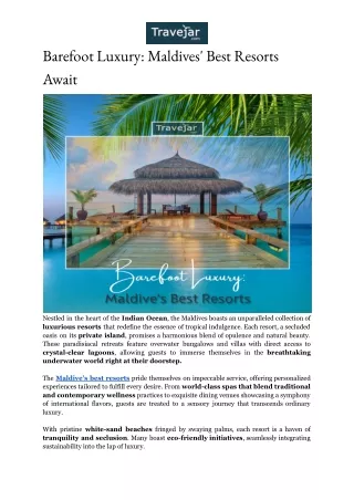 Best Resorts In Maldives