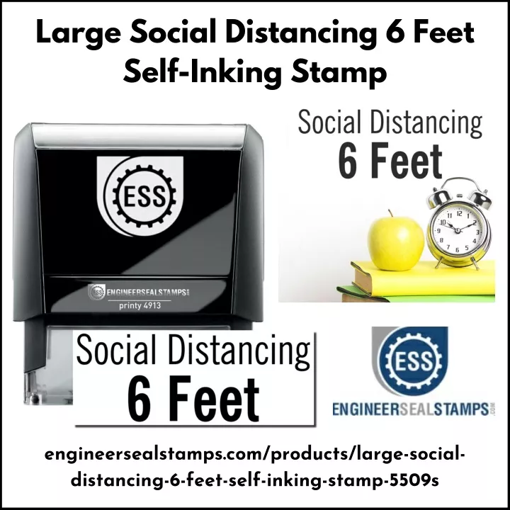 large social distancing 6 feet self inking stamp