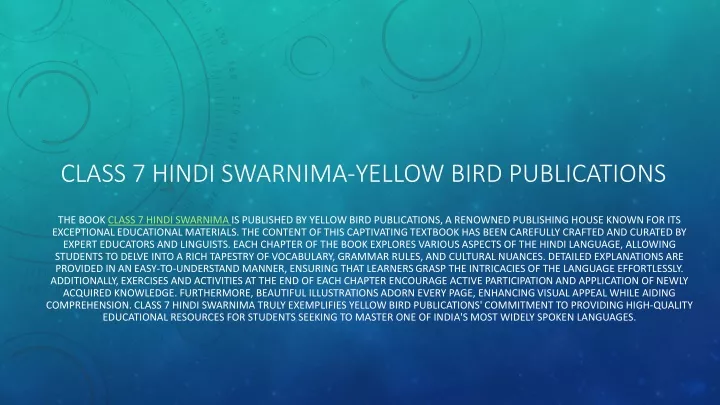 class 7 hindi swarnima yellow bird publications