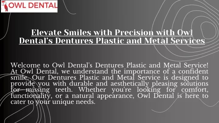 elevate smiles with precision with owl dental