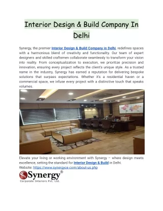 Interior Design & Build Company In Delhi