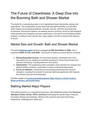 The Bathing Renaissance: Market Growth and Innovation