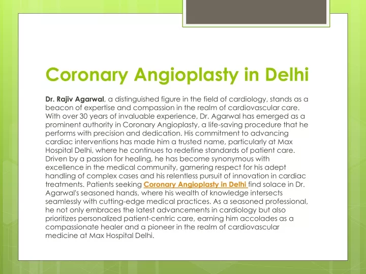 coronary angioplasty in delhi