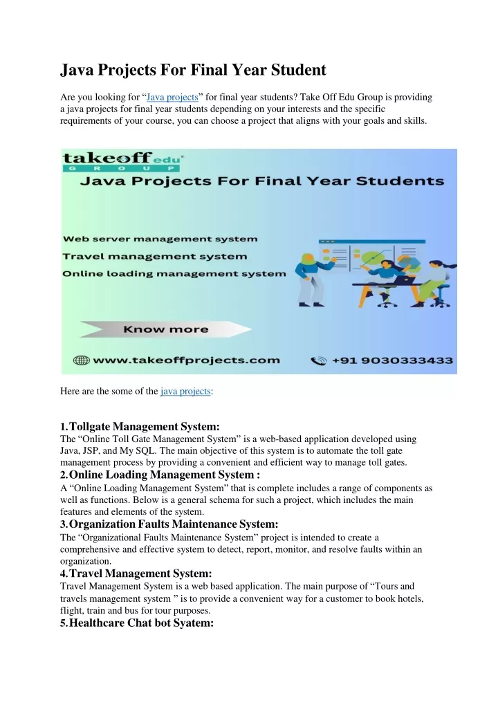 java projects for final year student