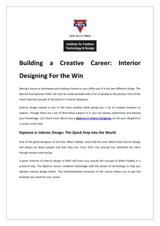 Building a Creative Career Interior Designing For the Win