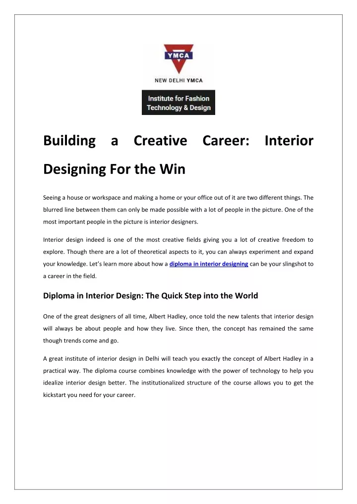 building a creative career interior