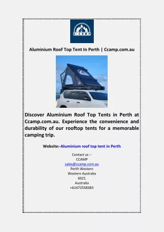 Aluminium roof top tent in Perth