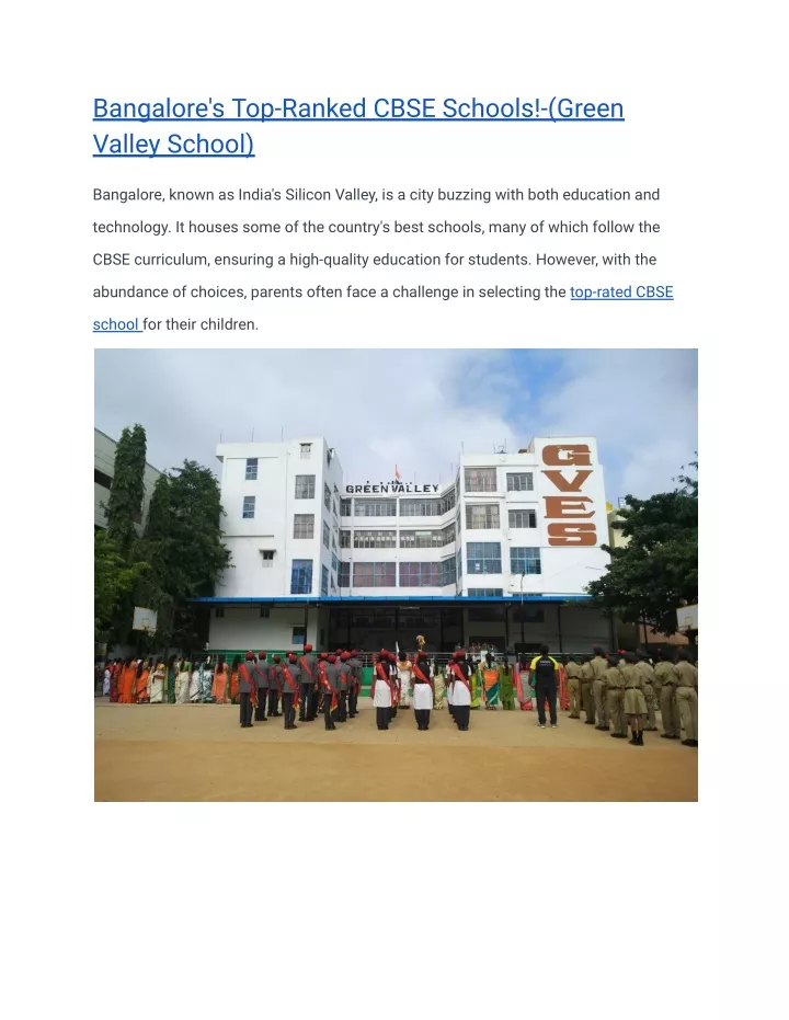 bangalore s top ranked cbse schools green valley