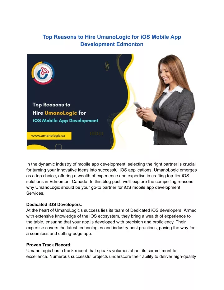 top reasons to hire umanologic for ios mobile