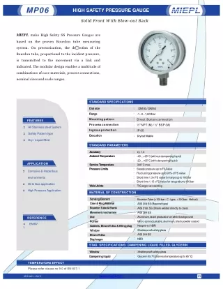 MP06 High Safety Pressure Gauge - Solid Front With Blow-out Back | Miepl