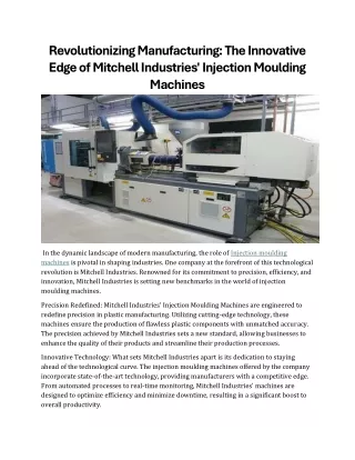 Revolutionizing Manufacturing The Innovative Edge of Mitchel