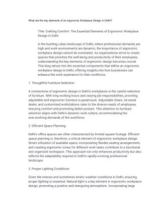 what are the key elements of an ergonomic